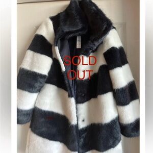 The warmest coat. J.Crew NWT amazing faux fur teddy coat Navy white stripe small